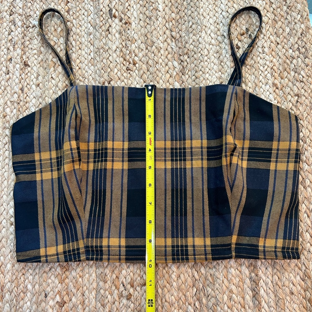 Aeropostale Plaid Cropped Tank, Gold and Black, Size L - Picture 6 of 10